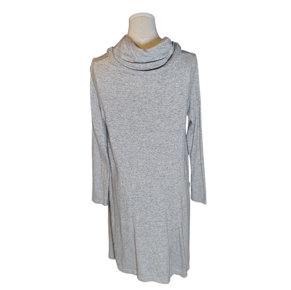 Anthropologie Sparrow Cashmere Lambswool Gray Red Cowl Sweater Dress Size Medium - Picture 2 of 9